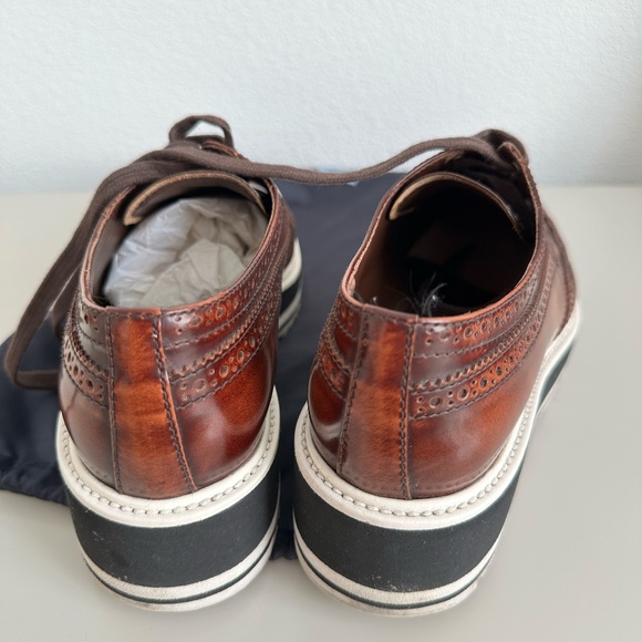 Cognac Oxford Brogue Platform Loafers - Picture 8 of 8